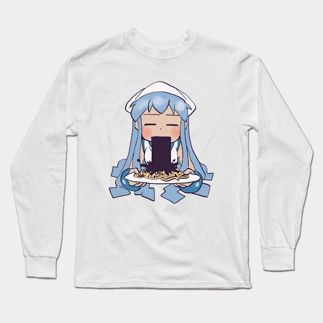 I draw that authentic squid girl ink spaghetti scene / funny Shinryaku Ika Musume anime Long Sleeve T-Shirt by mudwizard